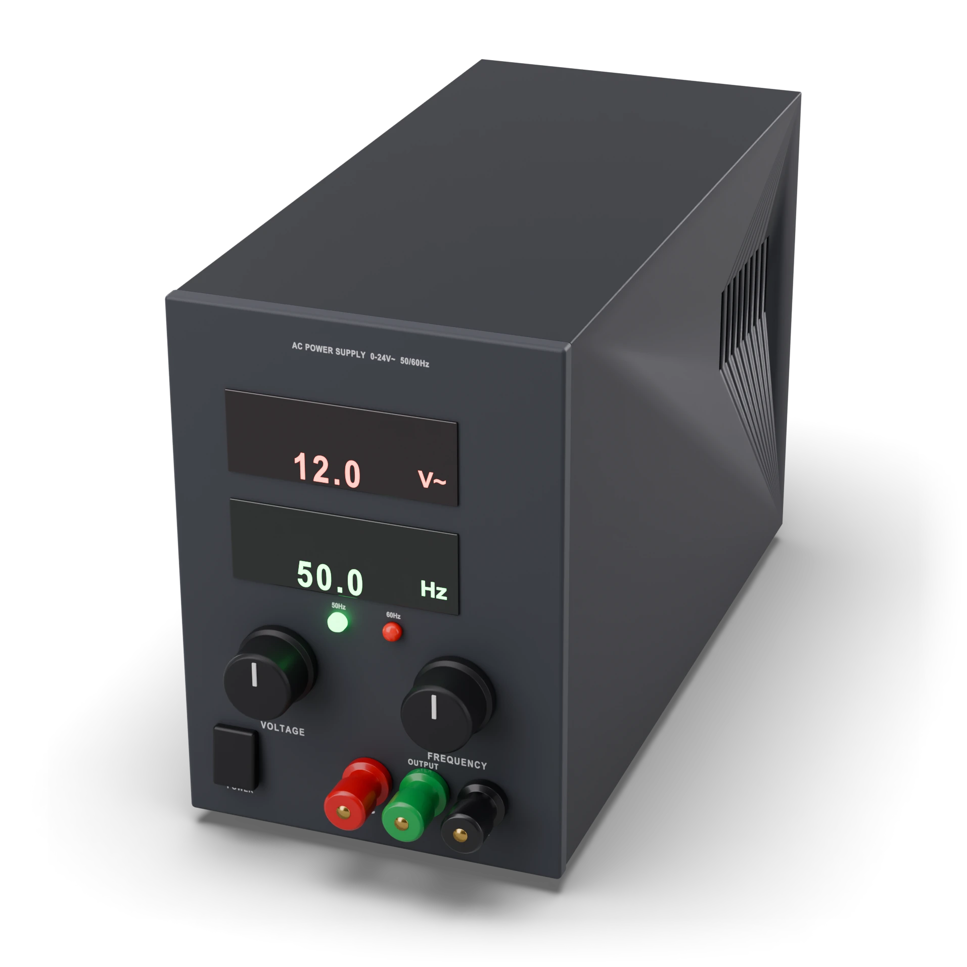 Source AC (12 V~ 50 Hz, adaptateur / générateur de signaux) · Vue extérieure